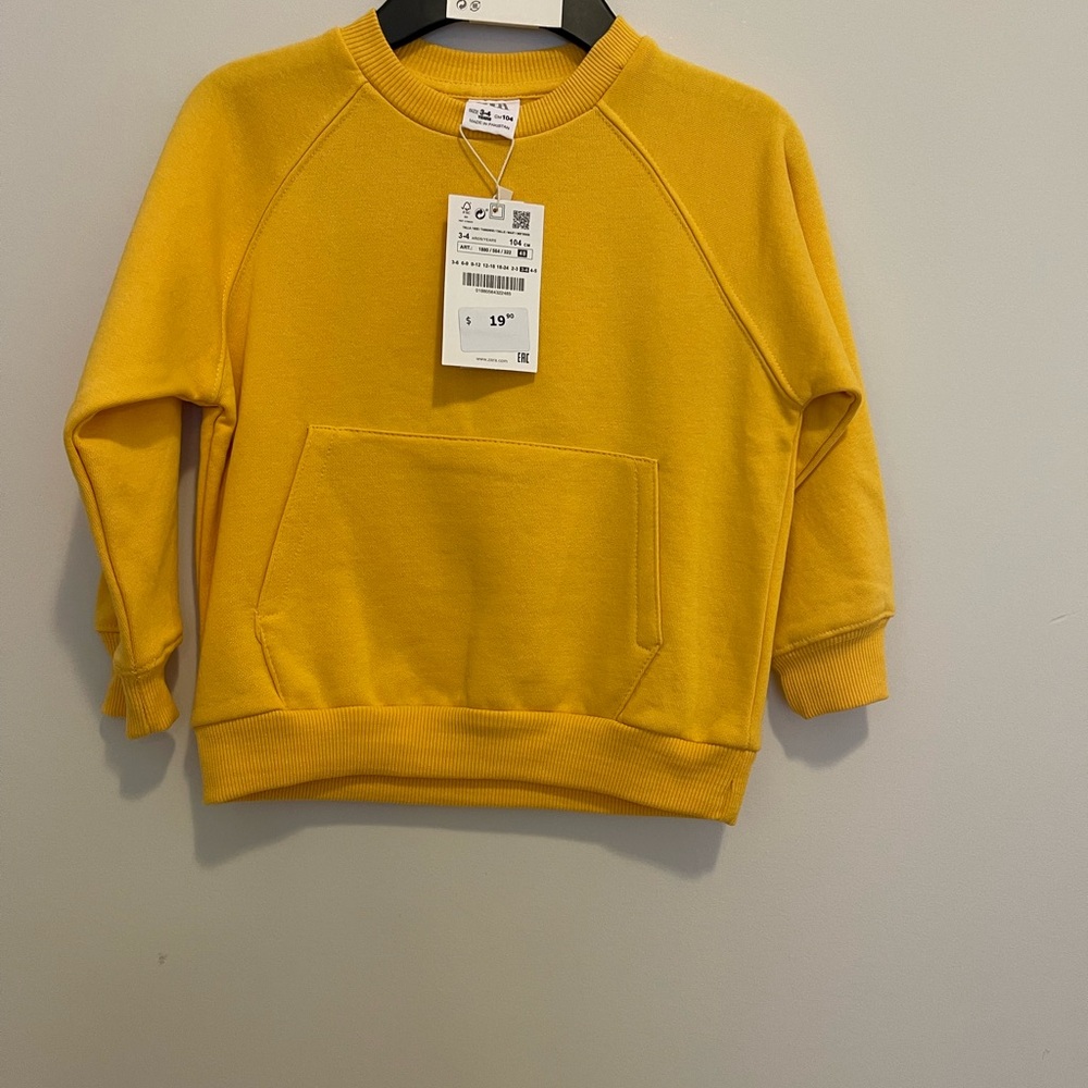 NWT -  ZARA MUSTARD Yellow Crewneck Sweatshirt SIZE 3/4Y